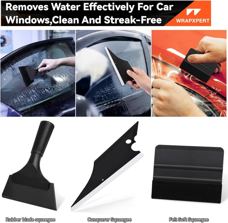 WRAPXPERT Window Tint Kit 15 PCS Vinyl Wrap Tools Kit Vehicle Glass Protective Film Installing Tool Included Squeegee Tool Kit, Plastic Scraper, Safety Film Cutter, Utility Knife with Blades - Image 3